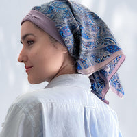 Retro Kerchief Headscarf - Heather Paisley