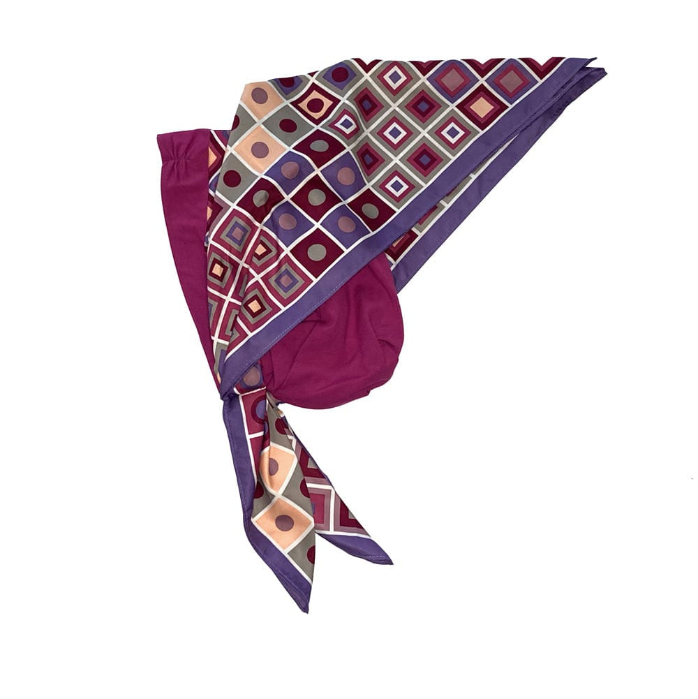 Retro Kerchief Headscarf - Pink Geometric