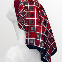 Retro Kerchief Headscarf - Ruby Geometric