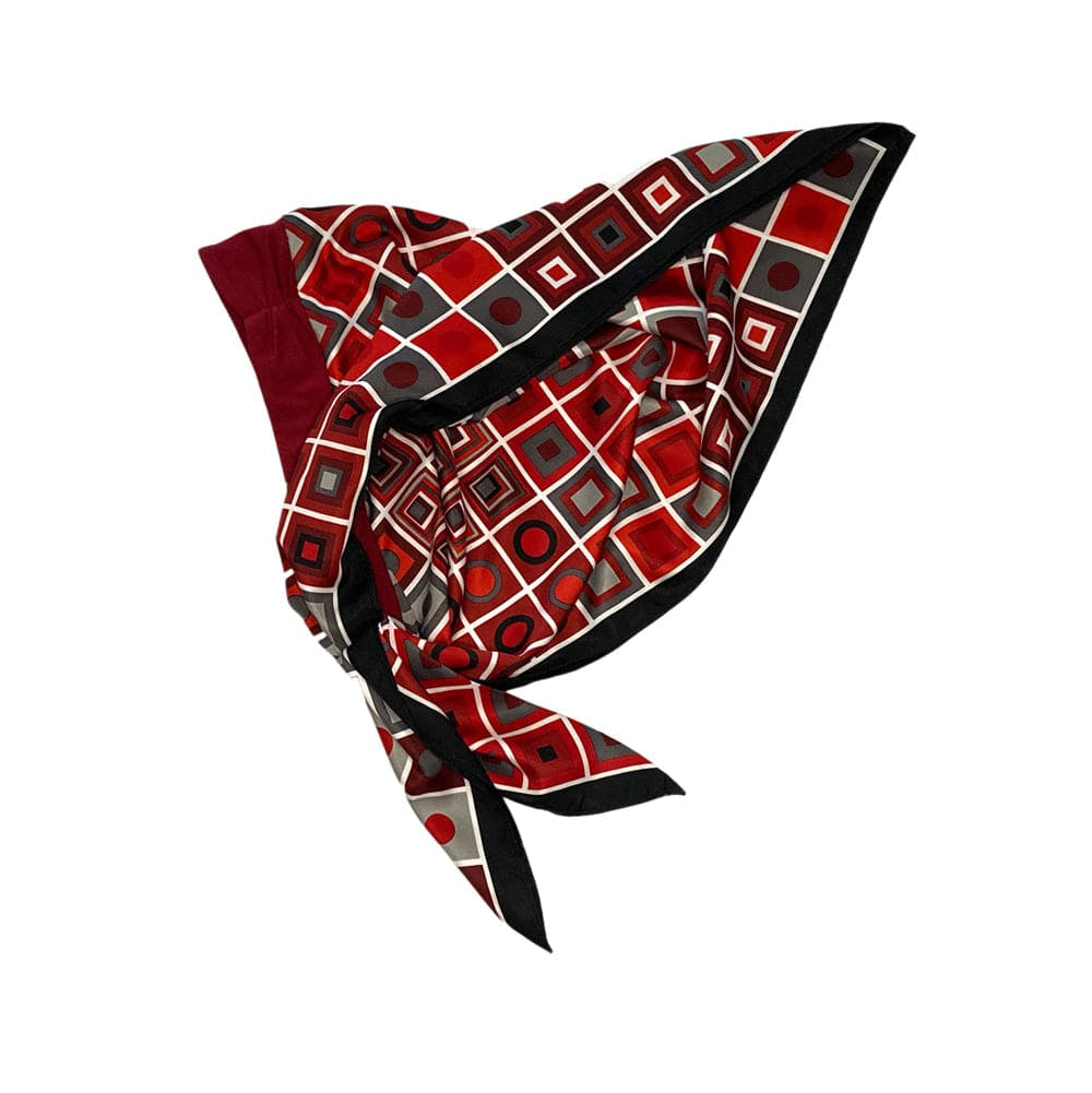 Retro Kerchief Headscarf - Ruby Geometric