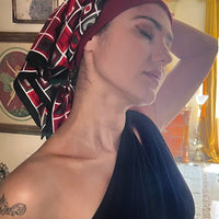 Retro Kerchief Headscarf - Ruby Geometric