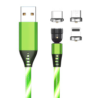 Ancient Energy 540 Rotate Luminous Magnetic Micro USB and Type C Charging Cable with fast 3A charging for smartphones