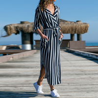 Chic V-Neck High-Waist Printed Dress