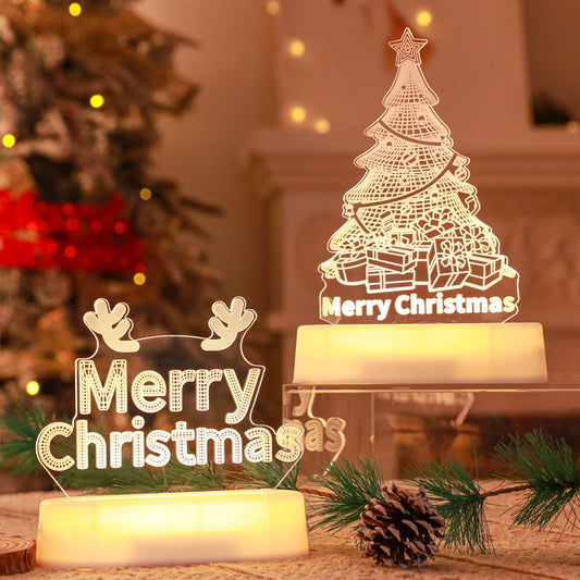 Christmas Decoration 3D Lamp Acrylic LED Night Lights New Year Valentines Day Christmas Kids Gift Christmas Ornaments - MANDOTOS