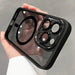 Luxury magnetic metal lens bumper case for iPhone 11-16 Pro Max and Plus, clear hard cover with wireless charging compatibility.