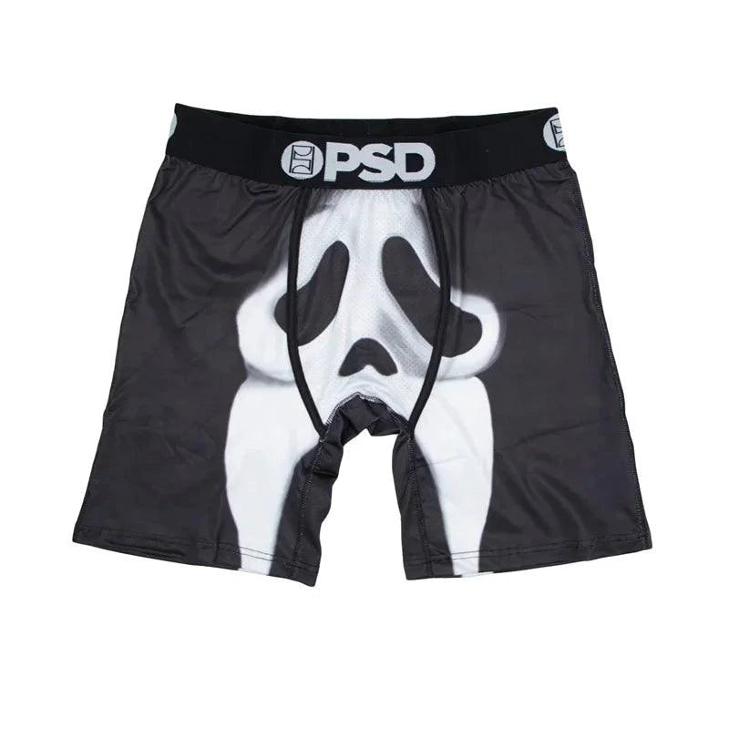 Breathable printed men's boxer briefs with a comfortable fit, featuring a stylish design and available in plus size.
