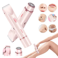 Ancient Energy 2-in-1 women's electric hair remover with double head shaver for private areas and body, wet and dry use.