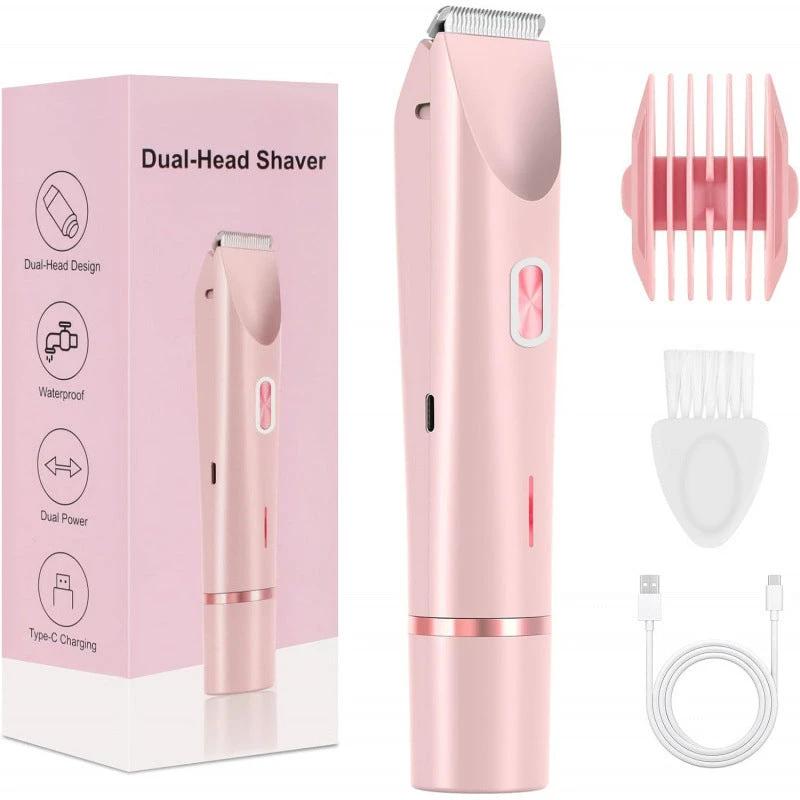 Ancient Energy 2-in-1 women's hair remover with double head shaver and electric razor for body and private areas, wet and dry use.