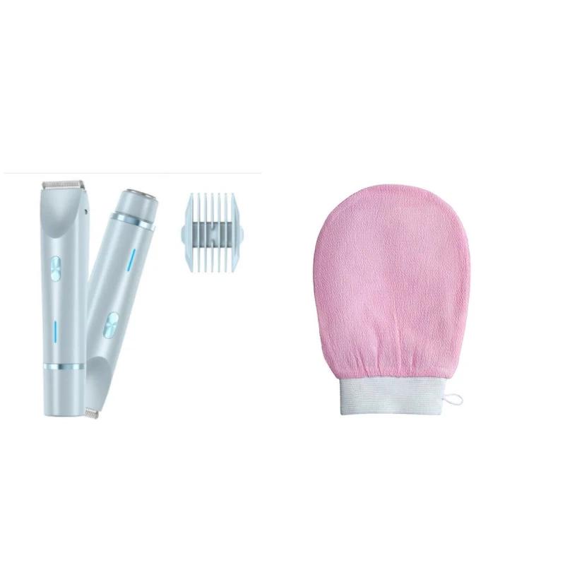 Ancient Energy 2-in-1 women's hair remover and pubic hair trimmer with double head electric razor, wet and dry use.