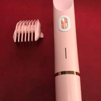 Ancient Energy 2-in-1 women's hair remover with double head shaver, electric body and pubic hair trimmer for wet and dry use.