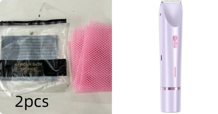 Ancient Energy 2-in-1 women's hair remover and electric shaver with double head for private, pubic, and body hair, wet and dry use.
