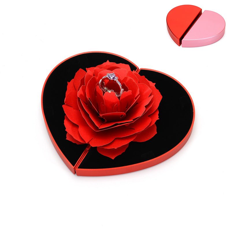 Ancient Energy 3D Love Box with heart-shaped rose design and rotating ring holder, perfect for Valentine’s Day gift.