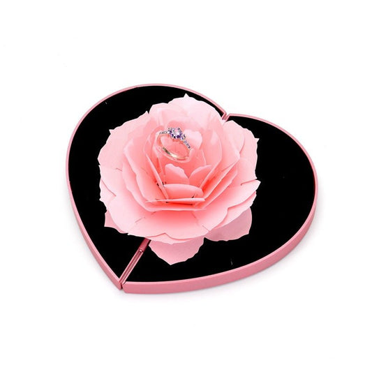 Ancient Energy 3D Love Box with heart-shaped rose flowers and rotating ring display, perfect for Valentine’s Day gift.