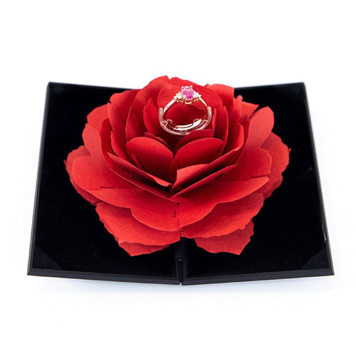 Ancient Energy 3D Love Box with heart-shaped rose design, rotating ring holder for Valentine’s Day gift.