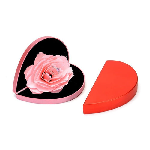 Ancient Energy 3D Love Box with heart-shaped rose and rotating ring holder, perfect for Valentine’s Day gift display.