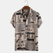 3XL men's vintage Hawaiian shirt by Ancient Energy featuring newspaper print design, casual summer shirt with tropical style.