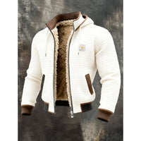 Men's plaid hoodie jacket by Ancient Energy, featuring a stylish fit and casual design, ideal for layered outdoor wear.