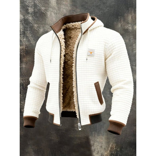 Men's plaid hoodie jacket by Ancient Energy, featuring a stylish fit and casual design, ideal for layered outdoor wear.