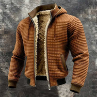 Men's plaid hoodie jacket from Ancient Energy, featuring a flattering fit and casual style with plaid pattern details.