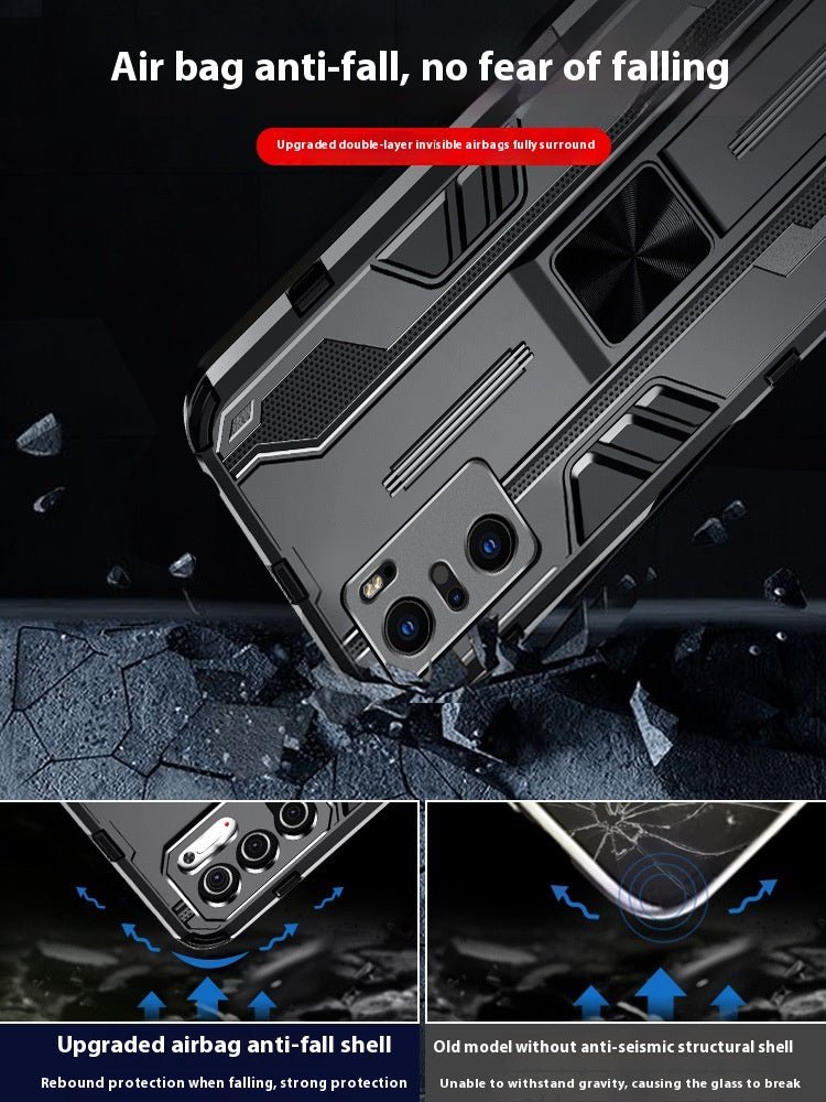 Ancient Energy all-inclusive hard shell phone case with car magnetic support and integrated stand for men's smartphones.
