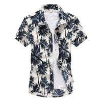 Short-sleeved Aloha shirt by Ancient Energy, men's fashion chemise with tropical print, casual summer blouse.