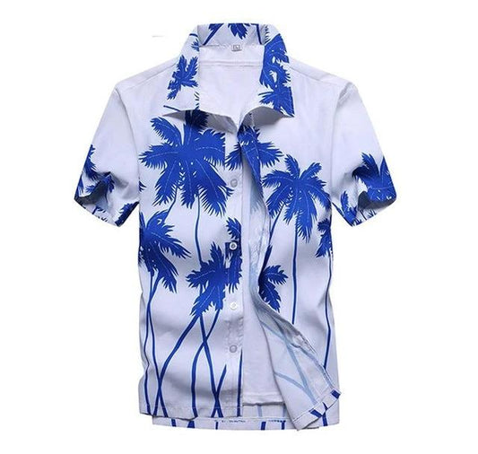 Short-sleeved Aloha shirt for men by Ancient Energy, featuring vibrant tropical print and casual fit.