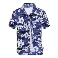 Ancient Energy men's short-sleeved aloha shirt with vibrant tropical print, casual fashion chemise blouse for men.