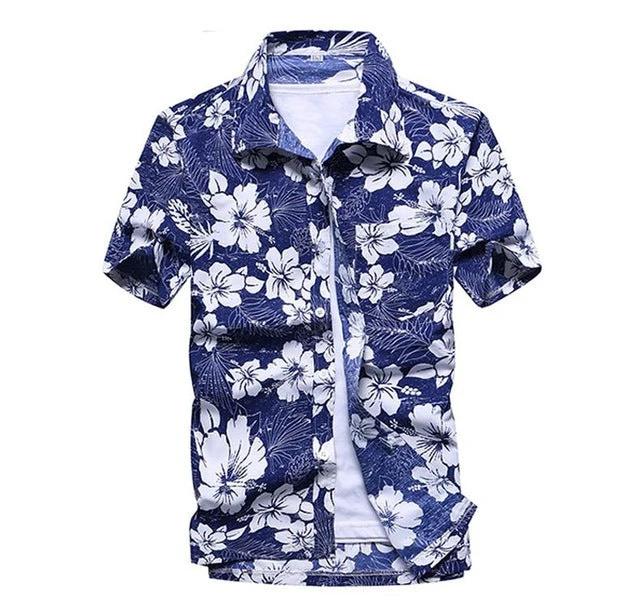Ancient Energy men's short-sleeved aloha shirt with vibrant tropical print, casual fashion chemise blouse for men.