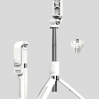 Ancient Energy Apple compatible tripod selfie stick with Bluetooth remote, adjustable design for smartphones and easy photo capturing.