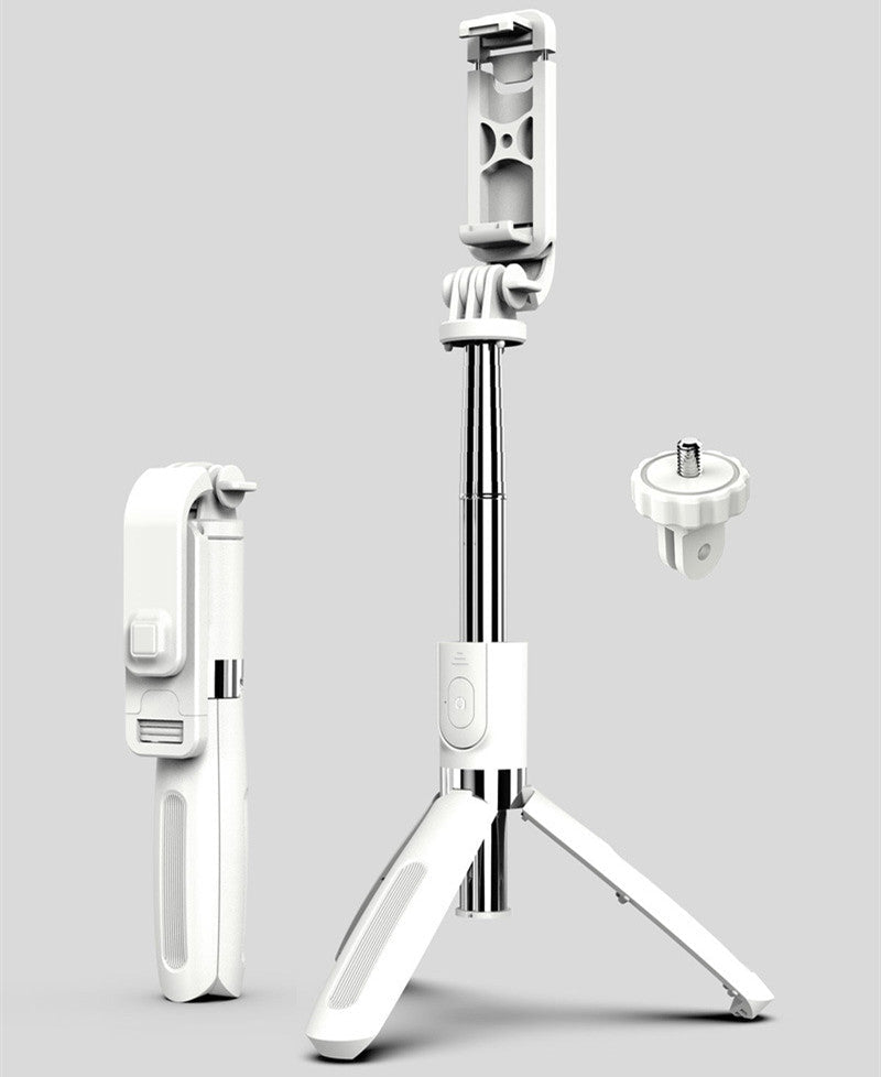 Ancient Energy Apple compatible tripod selfie stick with Bluetooth remote, adjustable design for smartphones and easy photo capturing.