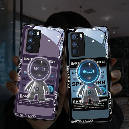 Ancient Energy luminous astronaut mobile phone case featuring a glowing astronaut design on a sleek silicone shell.