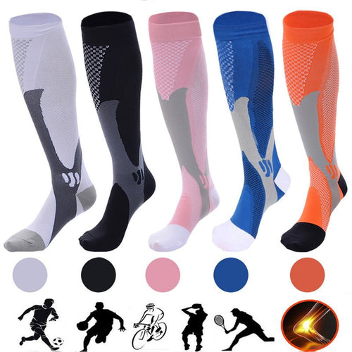 Ancient Energy athletic compression socks for men and women, designed to boost stamina and improve circulation during exercise.