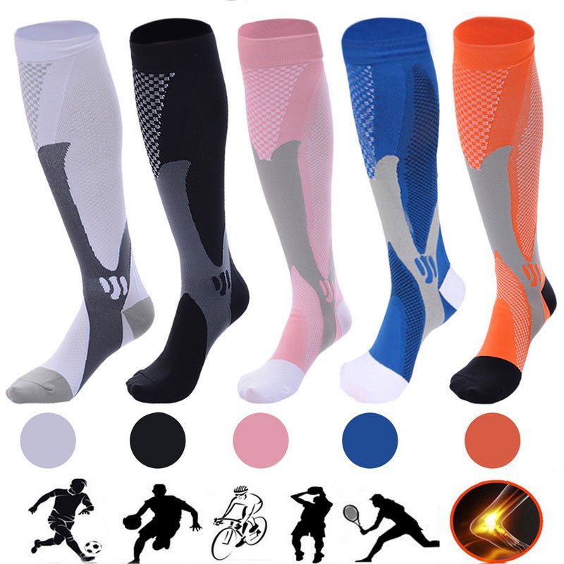 Ancient Energy athletic compression socks for men and women, designed to boost stamina and improve circulation during exercise.
