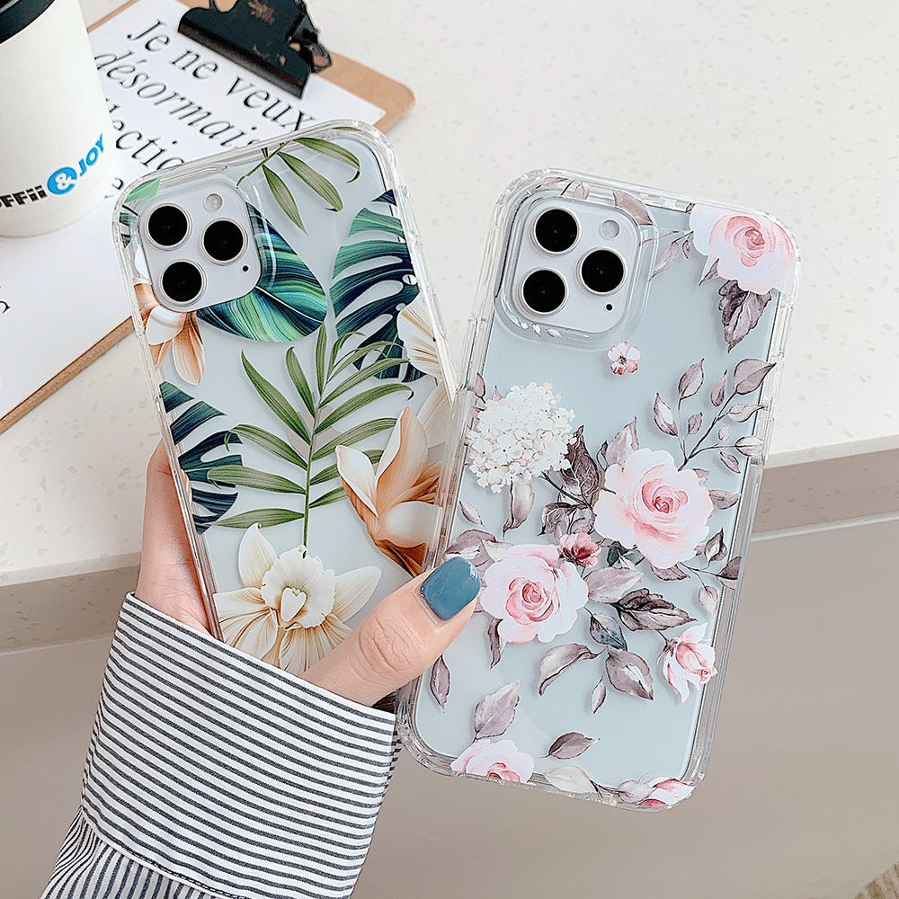 Watercolor banana leaf and floral design by Ancient Energy, ideal for mobile phone case protection.