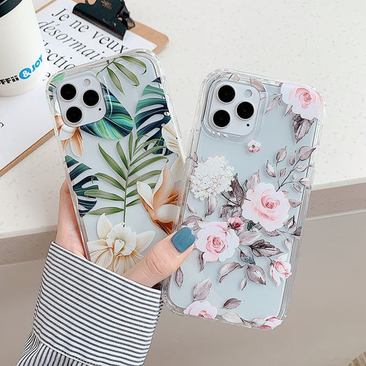 Watercolor banana leaf and floral design by Ancient Energy, ideal for mobile phone case protection.