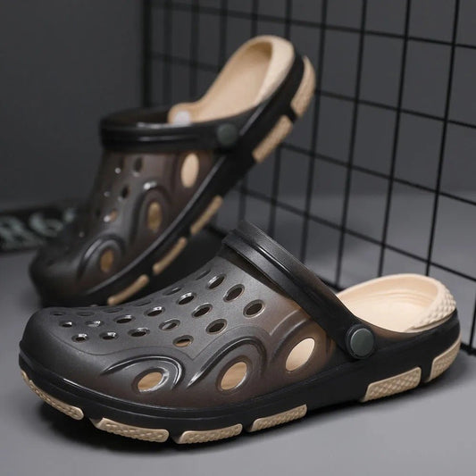 Ancient Energy men's Baotou sandals outdoor beach shoes with half-drag design, suitable for outdoor wear and beach activities.