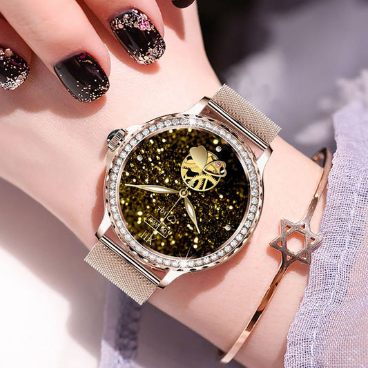 Ancient Energy Bluetooth calling smart fitness bracelet with waterproof design and diamond accents, showing digital display and sleek band.