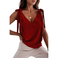 Ancient Energy women's sleeveless camisole tank top with bowknot tie-up design and V-neck, perfect for summer casual wear.