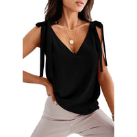 Ancient Energy women's sleeveless camisole with bowknot tie-up design, V-neck, perfect for summer tank tops.