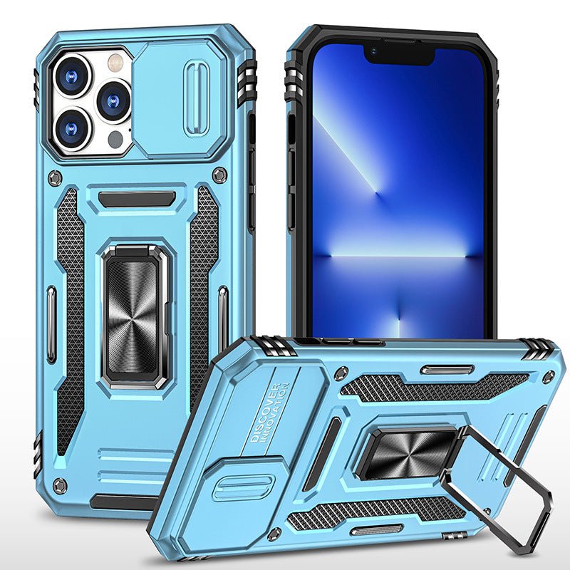 Ancient Energy magnetic suction phone case with built-in bracket, designed for secure grip and easy mounting on metallic surfaces.
