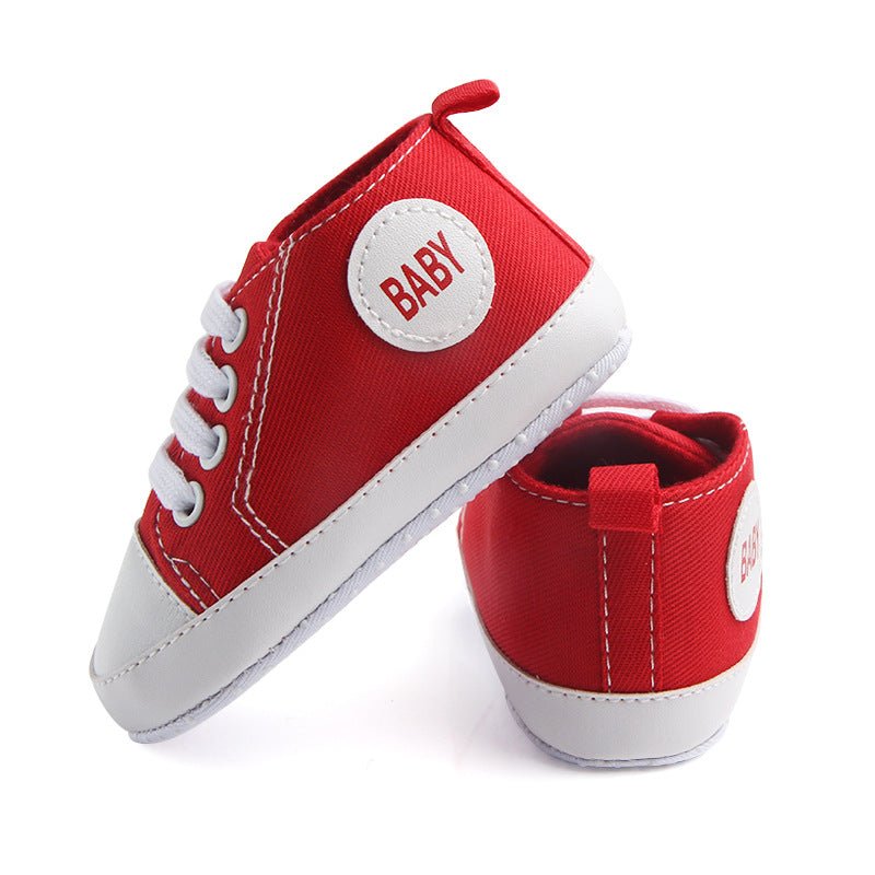 Ancient Energy canvas sports sneakers for babies and toddlers, soft sole, anti-slip infant walkers for boys and girls.