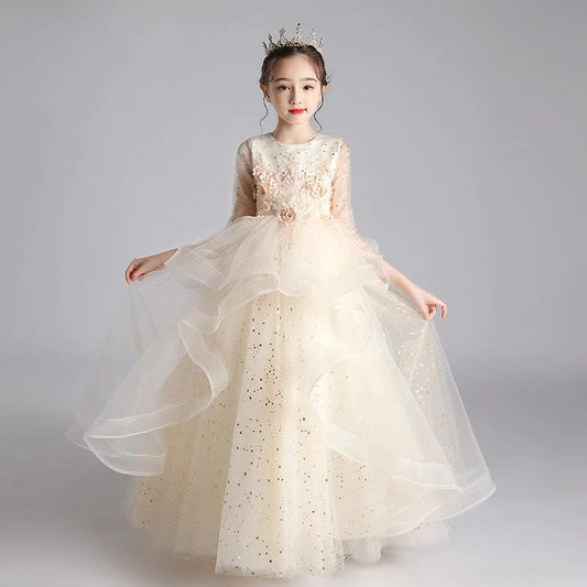 Children's princess dress by Ancient Energy, elegant evening gown for girls with intricate details and a charming design.