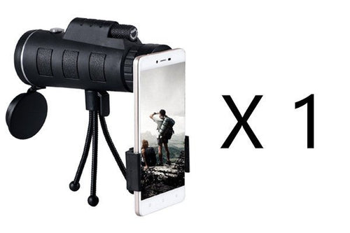 Ancient Energy compatible monocular telescope with zoom, compass, phone clip, and tripod for enhanced outdoor viewing.