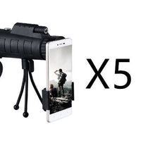 Ancient Energy compatible Apple monocular telescope with zoom scope, compass, phone clip, and tripod for outdoor viewing.