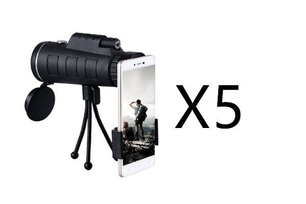 Ancient Energy compatible Apple monocular telescope with zoom scope, compass, phone clip, and tripod for outdoor viewing.