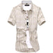 Ancient Energy men's cotton short sleeve shirt with button collar, casual fit, white fabric, and front button closure.