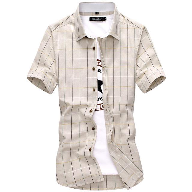 Ancient Energy men's cotton short sleeve shirt with button collar, casual fit, white fabric, and front button closure.