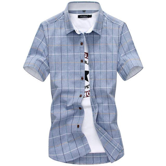Ancient Energy men's cotton short sleeve shirt with button collar, casual and comfortable men's fashion top.