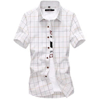 Ancient Energy men's cotton short sleeve shirt with button collar, showcasing a casual, breathable design in natural fabric.