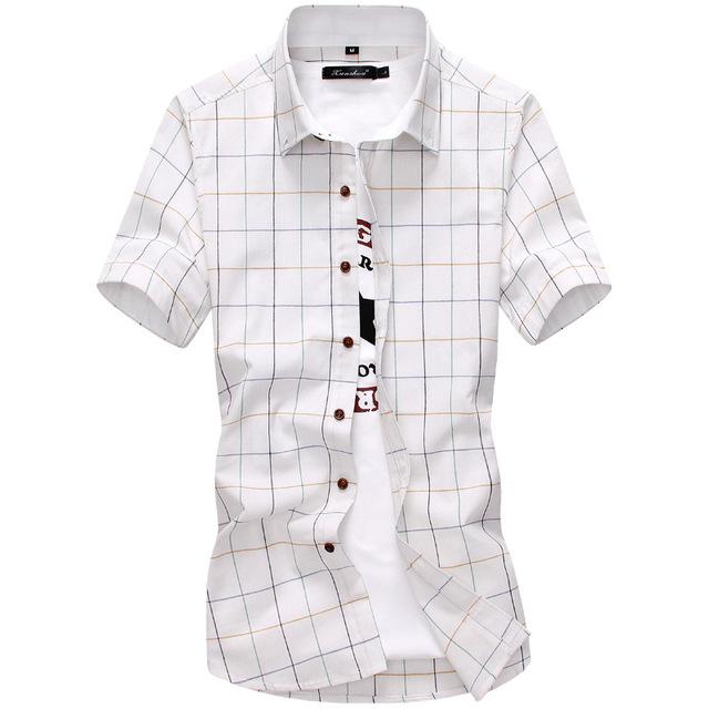 Ancient Energy men's cotton short sleeve shirt with button collar, showcasing a casual, breathable design in natural fabric.